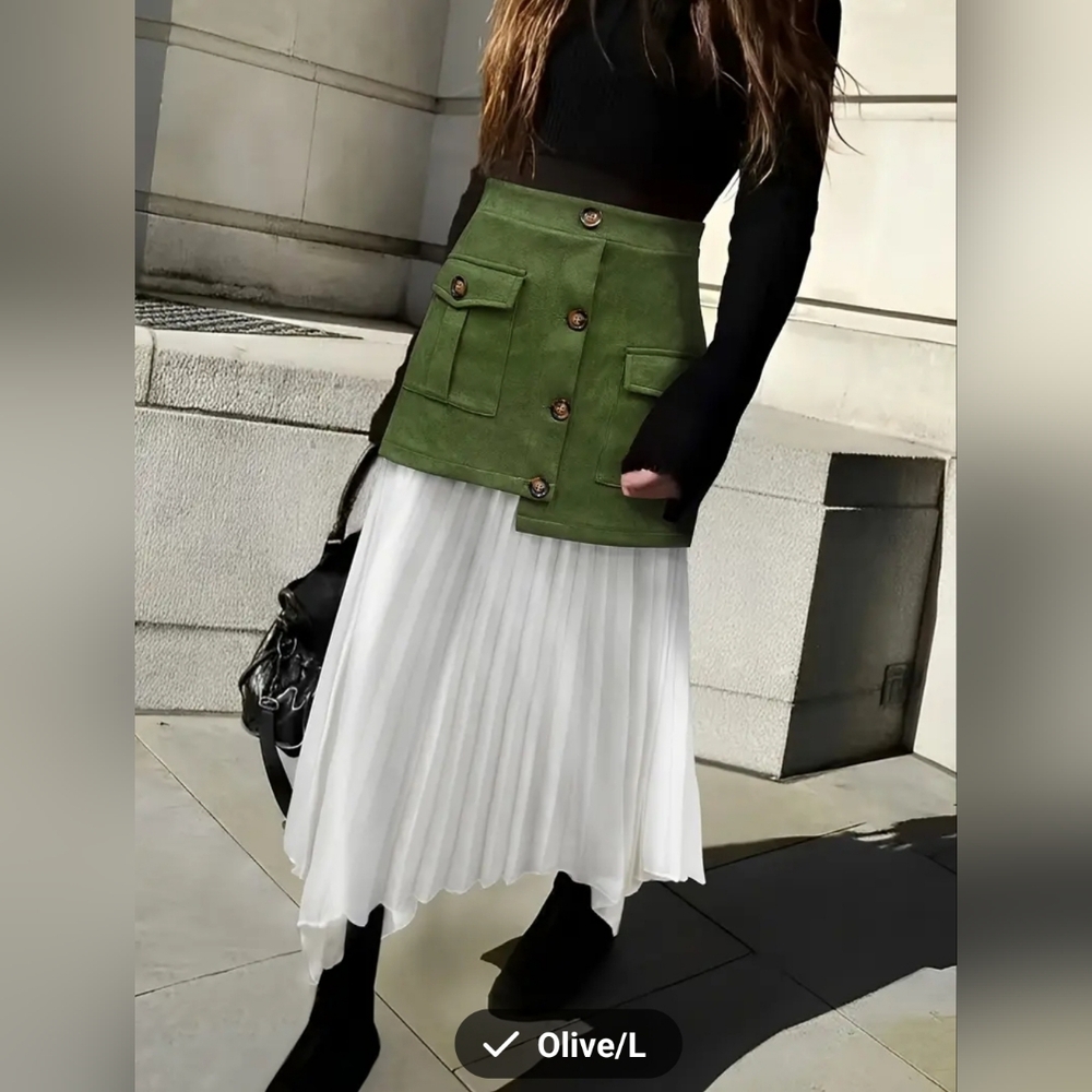 Green and White Women's Skirt